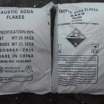 2.13g / cm3 Caustic Soda Sodium Hydroxide Flakes Untuk Pembuatan Kertas 25kg / Bag