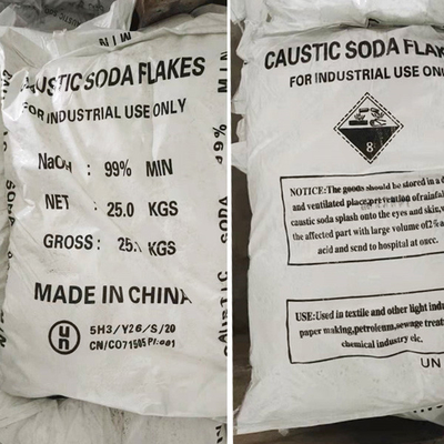 Kelas Industri 25kg/kantong Caustic Soda Natrium Hydroxide NaOH 96%-99% untuk Reaksi Kimia
